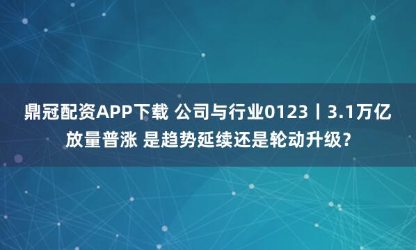 鼎冠配资APP下载 公司与行业0123丨3.1万亿放量普涨 是趋势延续还是轮动升级？