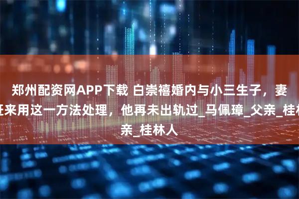 郑州配资网APP下载 白崇禧婚内与小三生子，妻子赶来用这一方法处理，他再未出轨过_马佩璋_父亲_桂林人