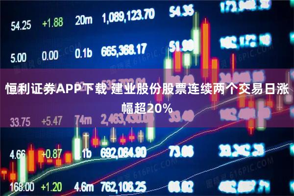 恒利证券APP下载 建业股份股票连续两个交易日涨幅超20%